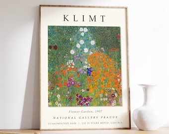 Póster de Jardín de Flores de Gustav Klimt, Lámina de Arte Floral
