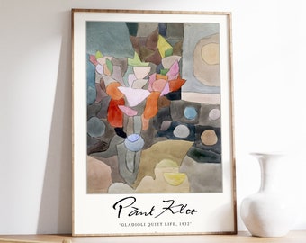 Paul Klee 'Gladioli Quiet Life' Exhibition Poster, Abstract Art Print