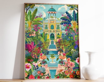 Indian Floral Art Print, Traditional Mughal Garden Poster