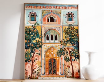 Indian Floral Art Print, Traditional Mughal Decor