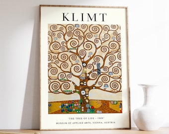 Impression d'art Gustav Klimt, l'arbre de vie, affiche florale, art mural Gustav Klimt, décoration Art nouveau, art moderne, décoration nature, idée cadeau