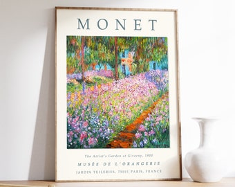 Claude Monet Poster, The Artists Garden, Monet Print, Vintage French Home Decor, Floral Print, Floral Decor, Gift, A1/A2/A3/A4