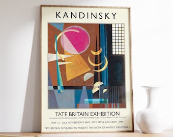 Affiche de l'exposition Vassily Kandinsky, Scharf-Ruhig, décoration d'art mural abstrait, impression d'art Kandinsky, décoration Bauhaus, idée cadeau, A1/A2/A3/A4