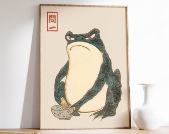 Matsumoto Hoji Art Print, Japanese Frog Poster, Frog, Matsumoto Hoji Animal Art Print, Frog Poster, Funny Animal Print, Animal Gift