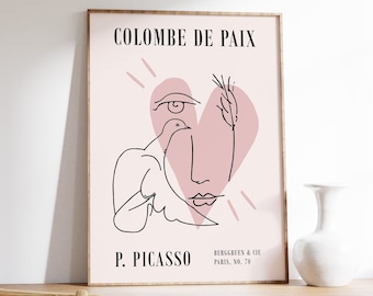 Pablo Picasso Exhibition Art Print, Colombe De Paix, Pablo Picasso Poster, Wall Art Decor, Vintage Home Decor