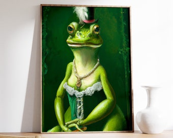 Vintage Frog Portrait, Renaissance Style Print, Funny Poster, Animal Art, Animal Poster, Gift Idea, Antique Style Art, A1/A2/A3/A4