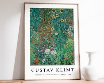 Gustav Klimt Poster, Gallery Quality Print, Country Garden with Sunflowers, Art Nouveau, Modern art, Wall Art, Floral Art, Gift, A1/A2/A3/A4