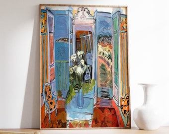 Raoul Dufy Poster, Interior with Open Window, Fauvist Print, Expressionist Art, Fashionable Decor, Famous Art, Scenery Art, Floral Print