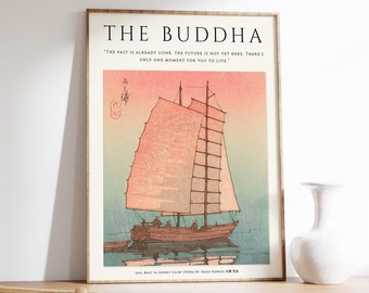 Buddhist Sailboat Art Print, Hasui Kawase Japanese Decor