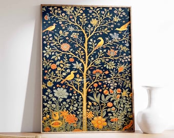 Indian Floral Tree Art Print, Traditional Home Decor