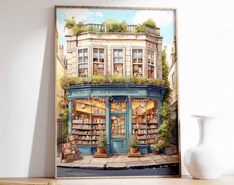 Vintage Book Store Art Print, Charming Bookshop Poster