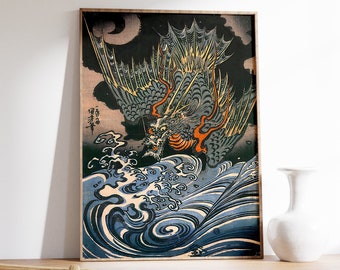 Japanese Art Print, Dragon Poster, Utagawa Kuniyoshi, Asian Decor, Japanese Print, Japanese Art, Vintage Travel Wall Art Decor, A1/A2/A3/A4