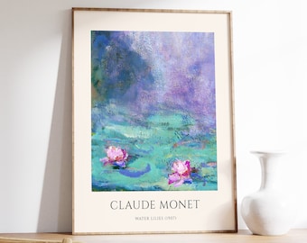 Claude Monet Exhibition Poster, Water Lilies, Monet Art Print, Floral Wall Print, Garden, Scenery, Nature, Gift Idea, Flowers, A1/A2/A3/A4
