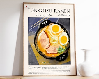 Japanese Tonkotsu Ramen Poster, Asian Kitchen Art