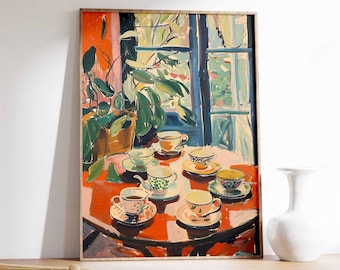 Illustrazione di una tazza da caffè vintage, stampa decorativa italiana