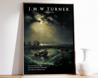 Gravura da obra "Pescadores no Mar" de William Turner, pintura clássica, decoração para escritório.