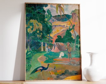 ポール・ゴーギャン マタモエ版画：孔雀のいるタヒチの風景 - Etsy 日本
