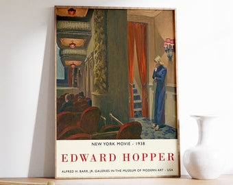 Edward Hopper Exhibition Poster, New York Movie, Edward Hopper Art Print, Wall Art Decor, Realist Realism, Gift Idea, A1/A2/A3/A4
