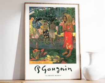 Póster de Paul Gauguin, Ave María, Lámina artística de Paul Gauguin, Póster de la exposición de Gauguin, Estampado floral, Arte moderno, Regalo, A1/A2/A3/A4