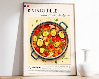 Ratatouille Poster, French Cuisine Print, Kitchen Decor