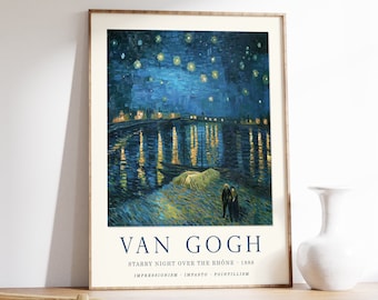 Impression d'art Van Gogh Nuit étoilée sur le Rhône, tableau célèbre, A1/A2/A3/A4