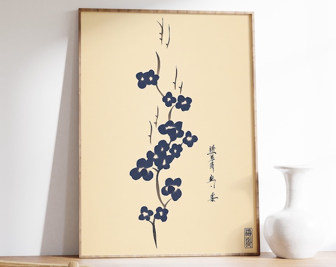Japanese Floral Art Print, Taguchi Tomoki Poster, Vintage Japanese Decor, Abstract Art, Graphical Asian Gift, Oriental Art, A1/A2/A3/A4