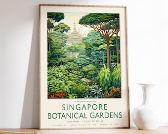 William Morris Print, Singapore Botanical Gardens Poster, Singapore Floral Art, Henri Rousseau Art, Vintage Asian Floral Print, Asian Decor