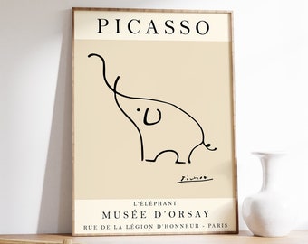 パブロ・ピカソの象のスケッチ線画アートプリント | Esquisse l