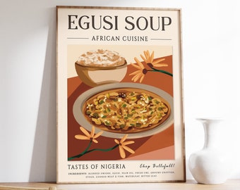 Egusi Soup Art Print, nigerianisches Essen, Kunstdruck, Küchendeko
