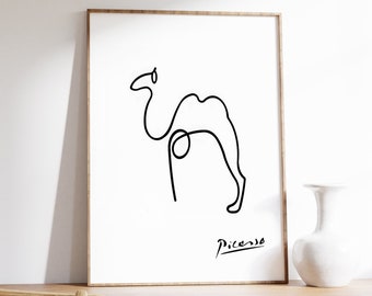 Picasso Camel Line Art Poster, Picasso Minimalist Poster, Vintage Print, Animal Poster, Animal print, Ideal Gift, Wall Art Decor