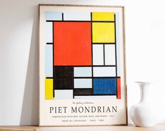 Piet Mondrian Poster, Composition with Red, Yellow, Blue, and Black, Piet Mondrian Art Print, Bauhaus Poster, Abstract Art, Cubism