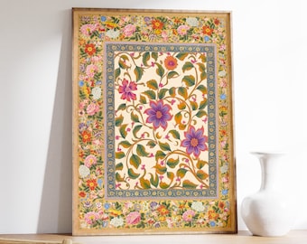 Indian Floral Art Print, Traditional Home Decor