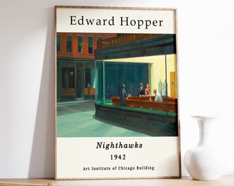 Edward Hopper Nighthawks Exhibition Poster, American Art Print