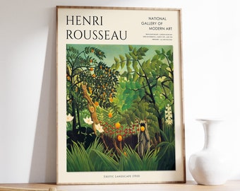 Henri Rousseau Poster, Exotic Landscape, Henri Rousseau Exhibition Print, Floral Wall Art, Animal Art, Gift, Jungle Art, A1/A2/A3/A4