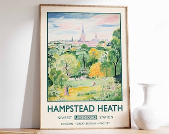Hampstead Heath London Print, William Morris Gardens Art, Vintage Floral Art, William Morris Poster, Vintage London Wall Art, Retro Art