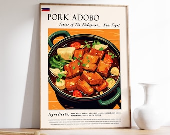 Pork Adobo Filipino Food Art Print, Asian Kitchen Decor