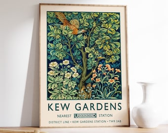 William Morris Kew Gardens Print, Vintage Floral Exhibition Poster