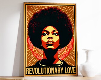 Black Female Art Print, Revolutionary Love Poster