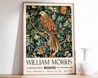 William Morris Bird Print, Vintage Exhibition Poster, Gallery Wall Art