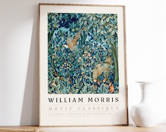 William Morris Exhibition Poster, Vintage Floral Textile Art Print