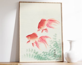 Two Goldfish Japanese Poster, Japanese Wall Art by Ohara Koson, Asian Art, Animal Print, Animal Decor, Fish Poster, Gift Idea, A1/A2/A3/A4