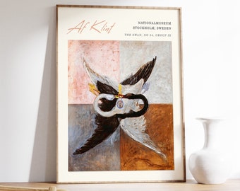 Hilma Af Klint Exhibition Poster, Number 3 The Swan, Abstract Art, Vintage Print, Hilma Klimt, Animal Art, Gift Idea, Wall Art Decor