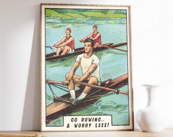 Vintage Ruder Kunstdruck, Retro Sport Poster