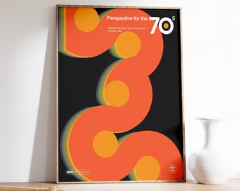 Wydruk artystyczny wystawy Bauhaus, wystrój retro z lat 70.