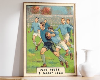 Rugby Poster, Rugby Art Print, Sports Art, Sport Print, Outdoor Hobbies, Vintage Art, Retro Art, Rugby Gifts, A1/A2/A3/A4