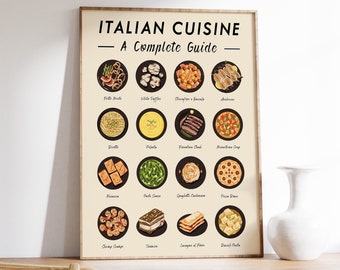 Italian Cuisine Art Print, Retro Kitchen Poster