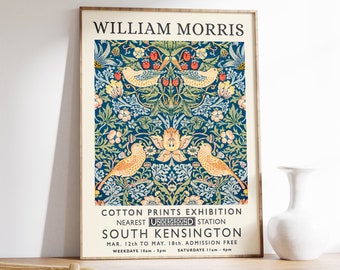 William Morris Exhibition Print, Vintage Textile Art Poster