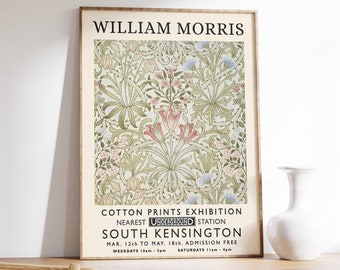William Morris Exhibition Poster, Vintage Floral Wall Art