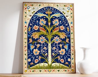 Islamic Floral Art Print, Traditional Geometric Pattern, Muslim Gift