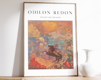 Odilon Redon Pegasus and Muse Art Print, Horse Wall Decor